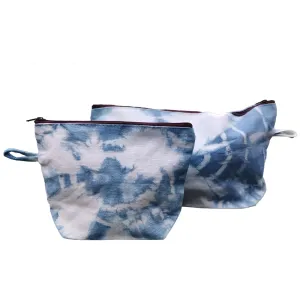 2 Pcs Handmade Makeup Case, Toiletry Bag, Natural Linen Zipper Pouch, Unique Tie Dye Bag, Storage Bag, Travel Accessory Pouch  Handmade Bag Organizer for Toiletries, Shaving & Grooming Kit