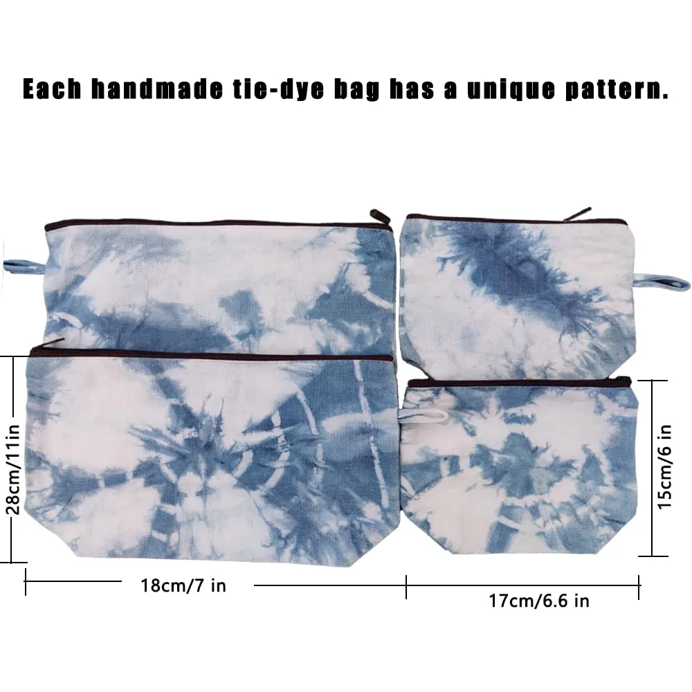 2 Pcs Handmade Makeup Case, Toiletry Bag, Natural Linen Zipper Pouch, Unique Tie Dye Bag, Storage Bag, Travel Accessory Pouch  Handmade Bag Organizer for Toiletries, Shaving & Grooming Kit