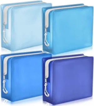 4 Pack TSA Approved Travel Toiletry Bags Frosted Translucent Leak-proof Cosmetic Makeup Bags for Women Men Travel Organizer Airport Security(Blue,6.7 x 5.5 x 1.8 Inch)