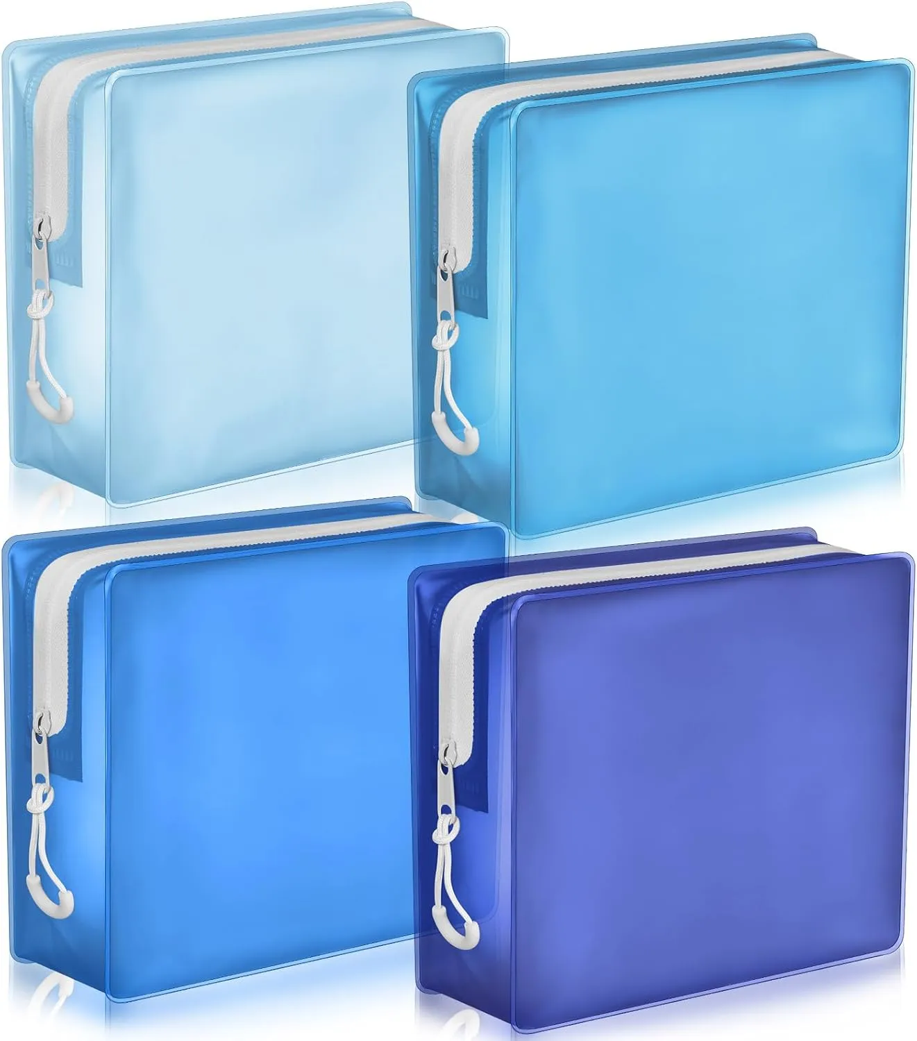 4 Pack TSA Approved Travel Toiletry Bags Frosted Translucent Leak-proof Cosmetic Makeup Bags for Women Men Travel Organizer Airport Security(Blue,6.7 x 5.5 x 1.8 Inch)
