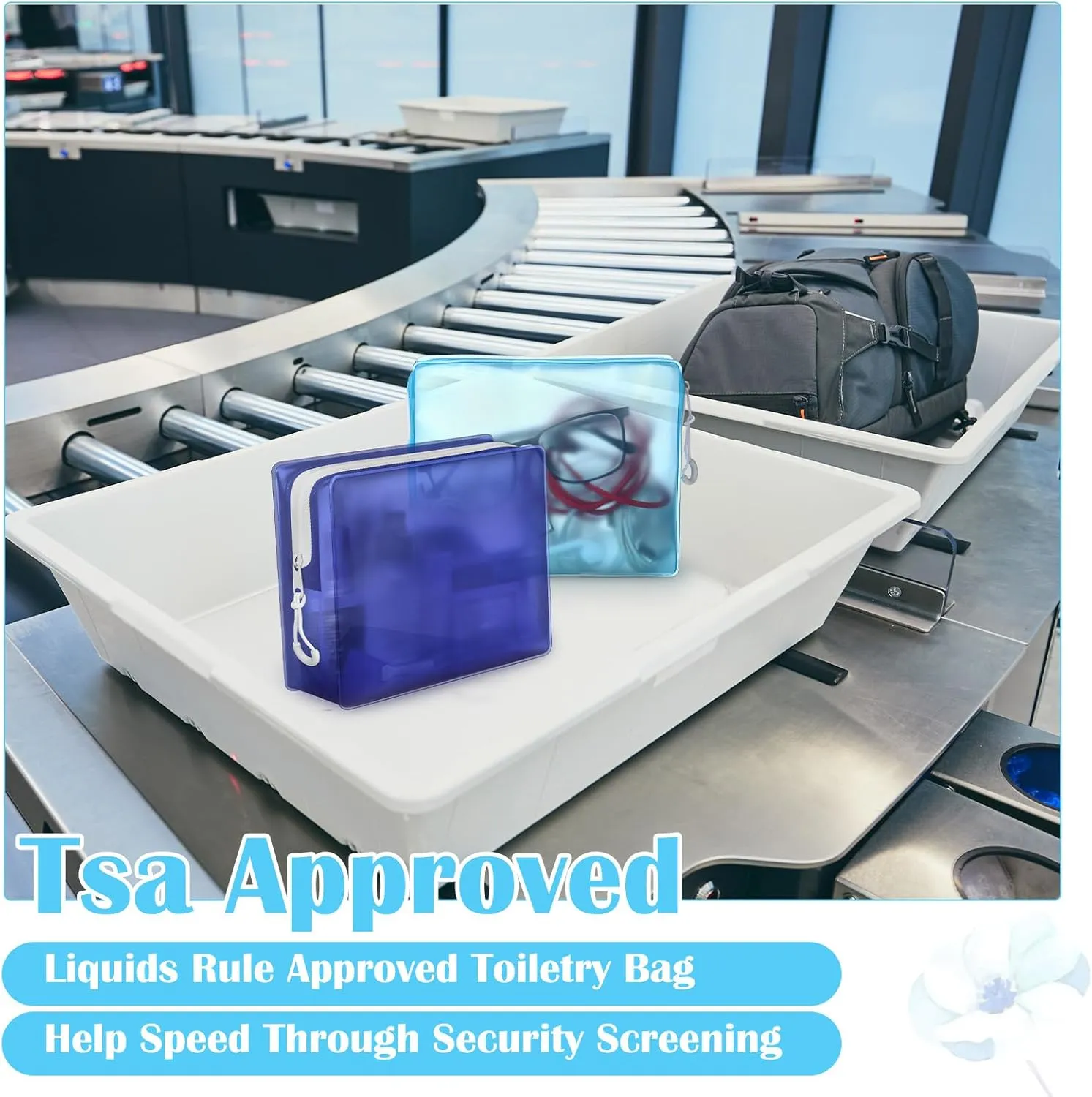 4 Pack TSA Approved Travel Toiletry Bags Frosted Translucent Leak-proof Cosmetic Makeup Bags for Women Men Travel Organizer Airport Security(Blue,6.7 x 5.5 x 1.8 Inch)