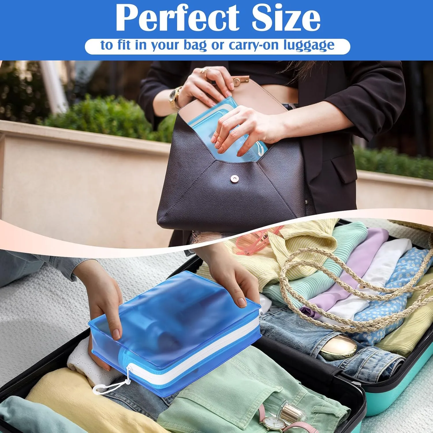 4 Pack TSA Approved Travel Toiletry Bags Frosted Translucent Leak-proof Cosmetic Makeup Bags for Women Men Travel Organizer Airport Security(Blue,6.7 x 5.5 x 1.8 Inch)