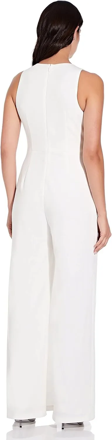 Adrianna Papell womens Crepe Halter Jumpsuit