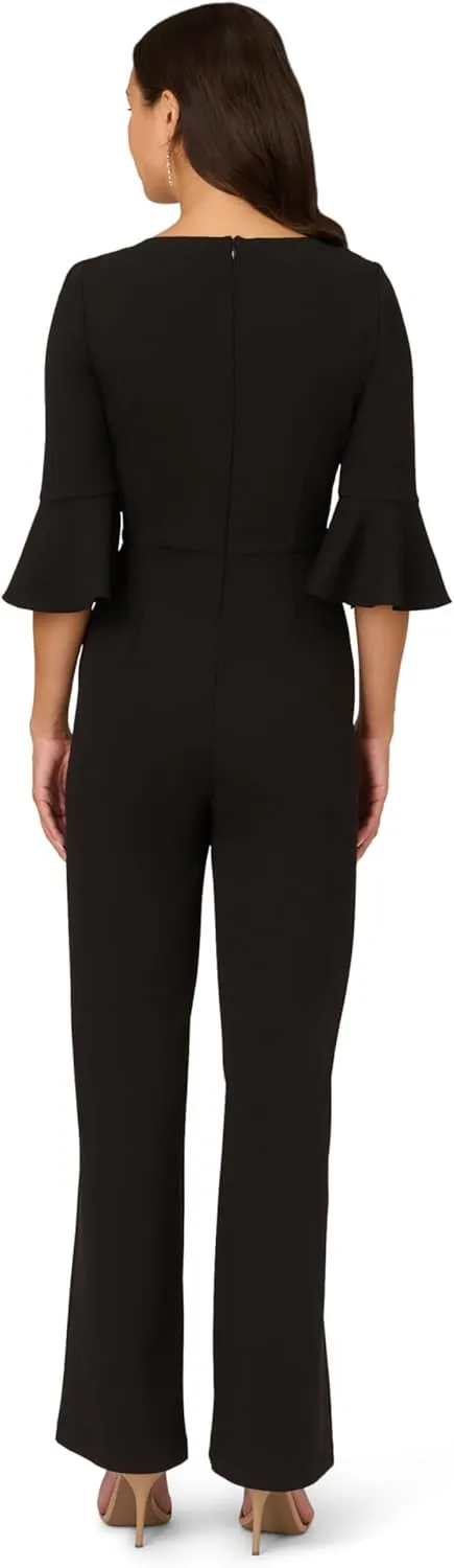 Adrianna Papell Womens Knit Crepe Tie Front Jumpsuit