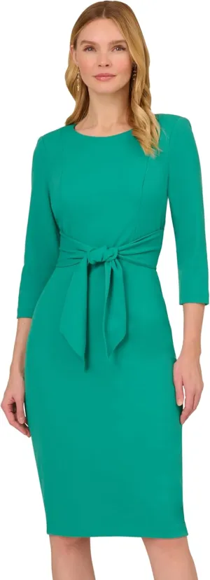 Adrianna Papell Women's Knit Crepe Tie Waist Sheath