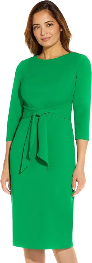 Adrianna Papell Women's Knit Crepe Tie Waist Sheath
