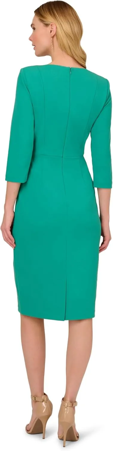 Adrianna Papell Women's Knit Crepe Tie Waist Sheath
