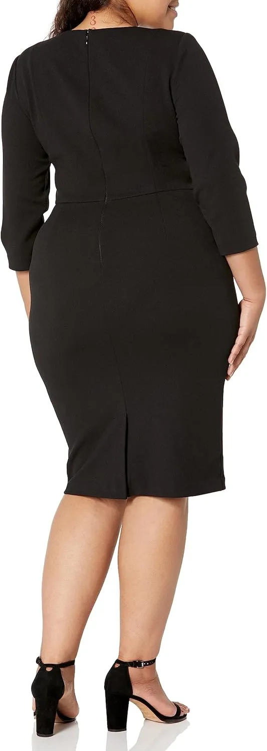 Adrianna Papell Women's Knit Crepe Tie Waist Sheath