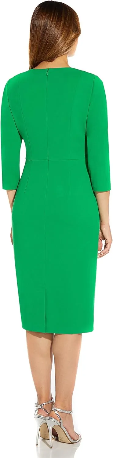 Adrianna Papell Women's Knit Crepe Tie Waist Sheath