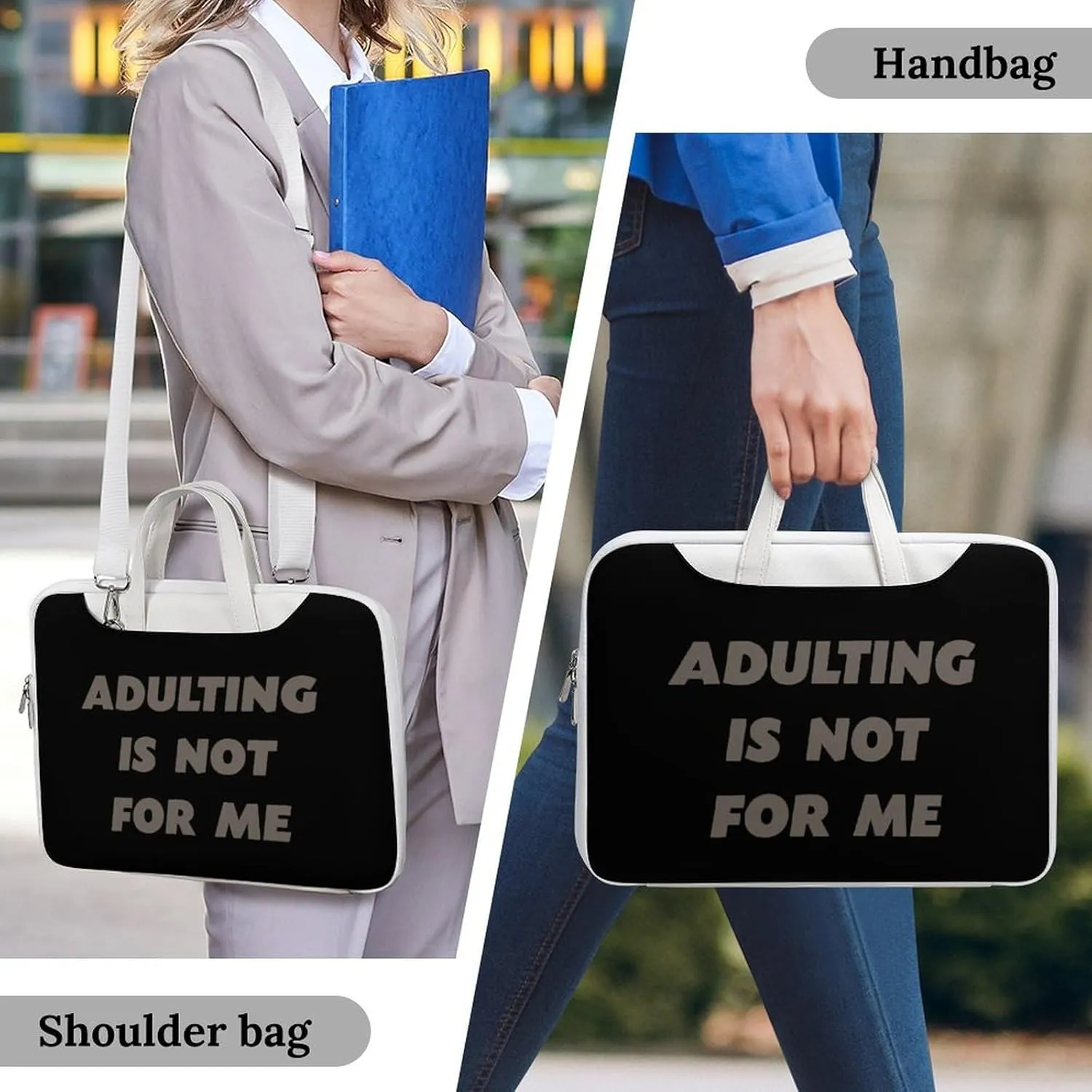 Adult Is Not For Me Leather Bag Laptop Case Slim Water Resistant Computer Bags with Handle Briefcase for Work