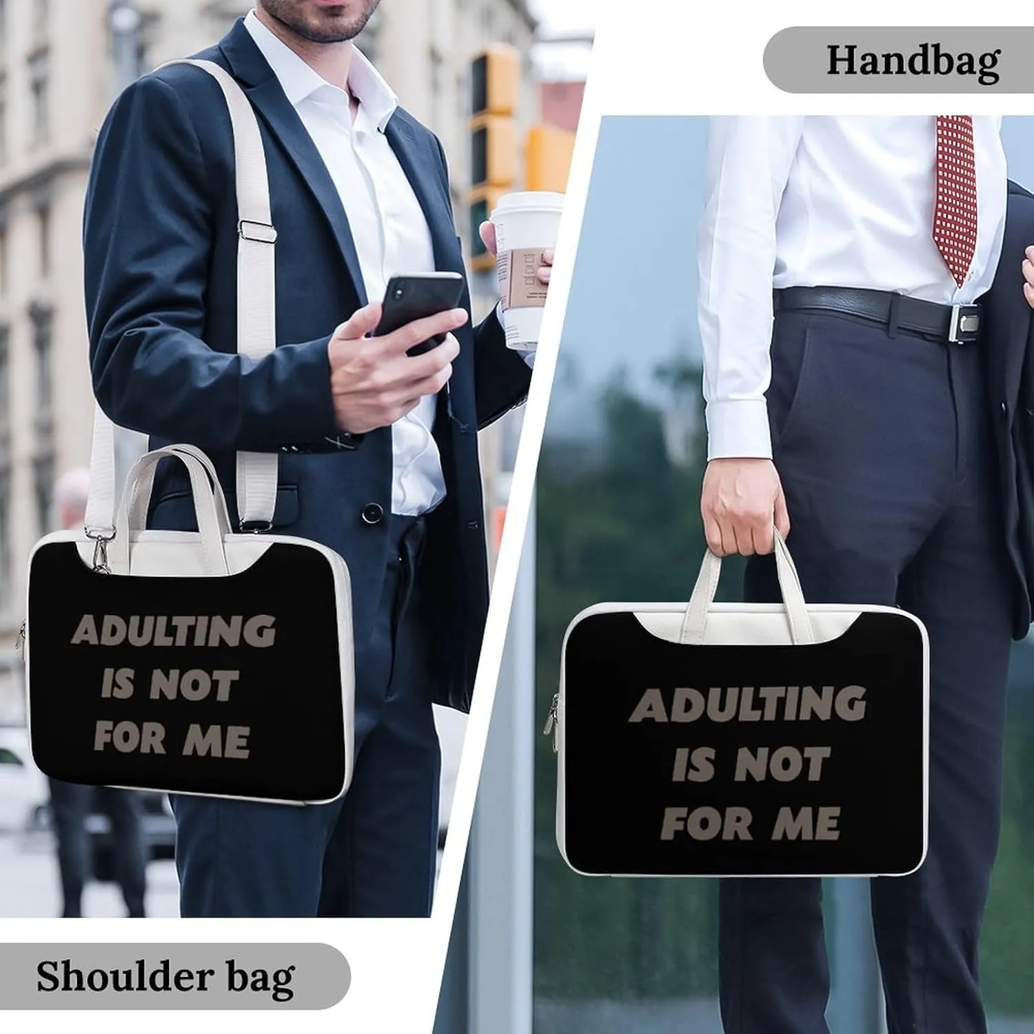 Adult Is Not For Me Leather Bag Laptop Case Slim Water Resistant Computer Bags with Handle Briefcase for Work