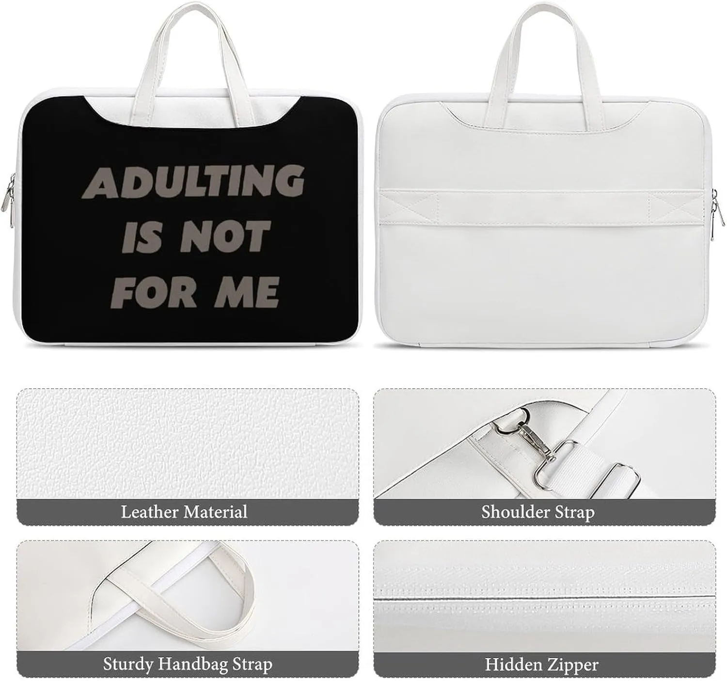 Adult Is Not For Me Leather Bag Laptop Case Slim Water Resistant Computer Bags with Handle Briefcase for Work