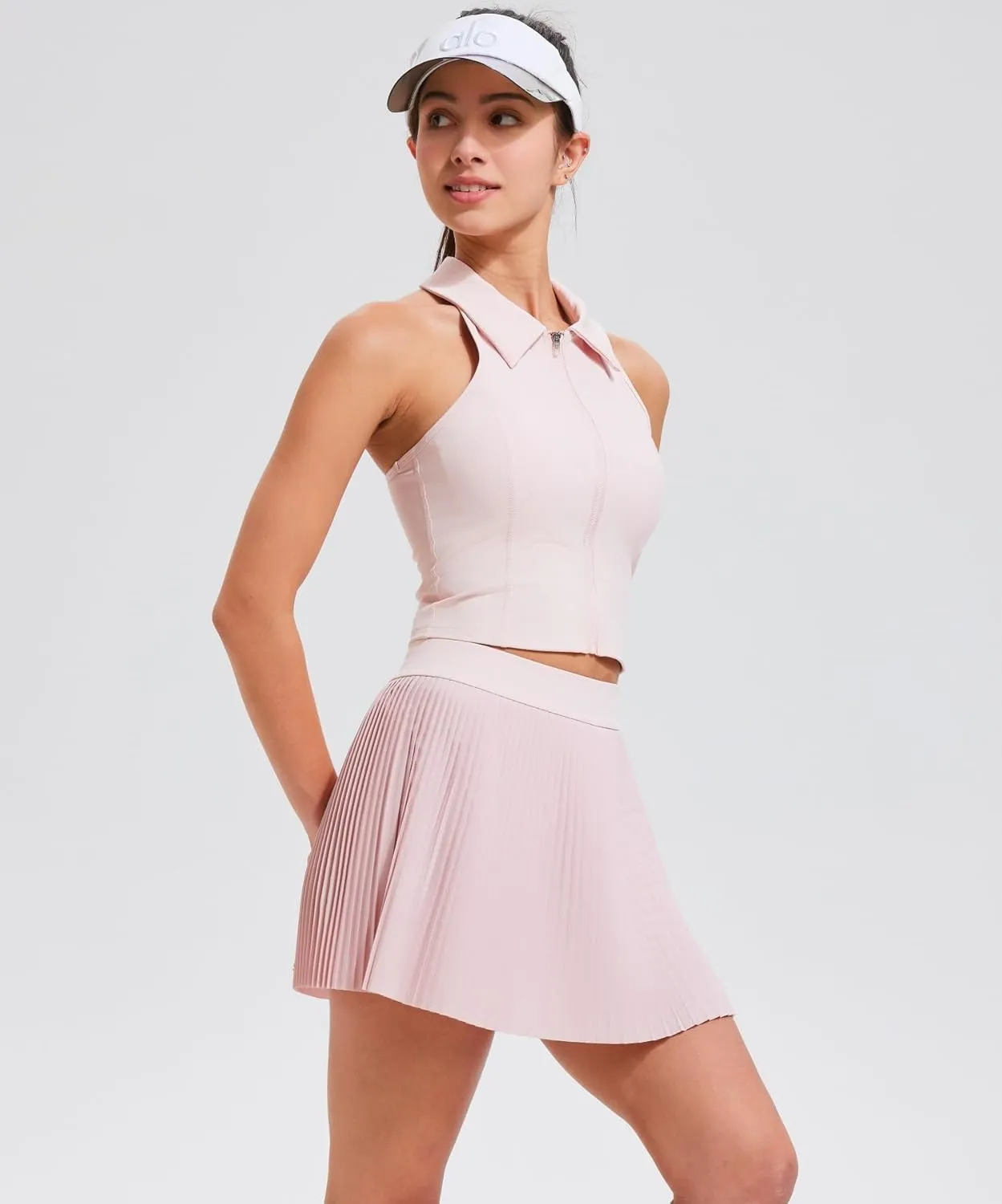 AFZ Pleated Tennis Skirt Set for Women Two Piece Workout Golf Outfits Pickleball Athletic Skort with Pockets