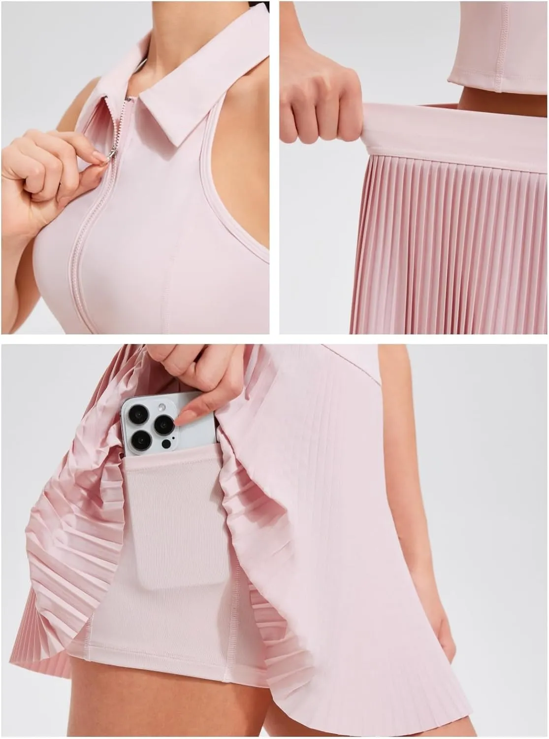 AFZ Pleated Tennis Skirt Set for Women Two Piece Workout Golf Outfits Pickleball Athletic Skort with Pockets