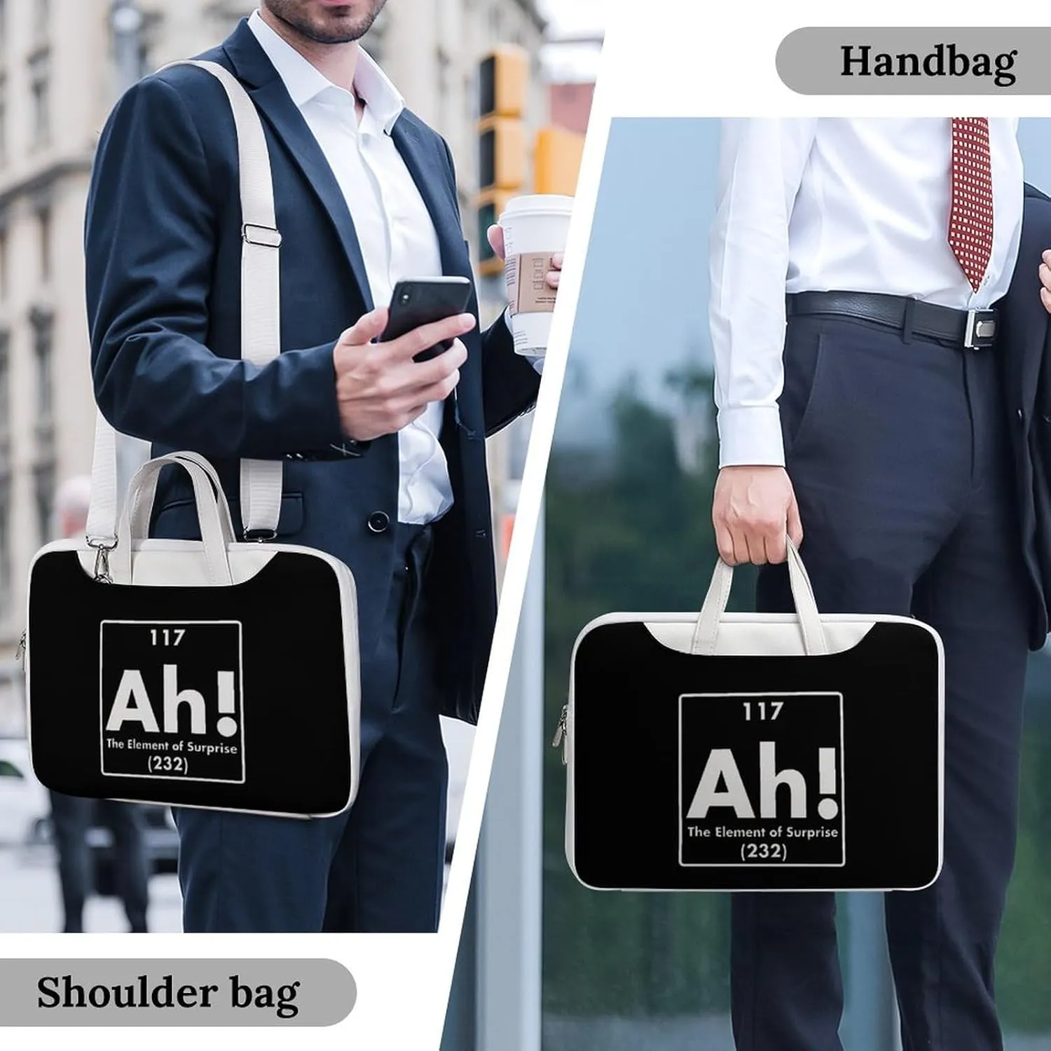 Ah Element of Surprise Leather Bag Laptop Case Slim Water Resistant Computer Bags with Handle Briefcase for Work
