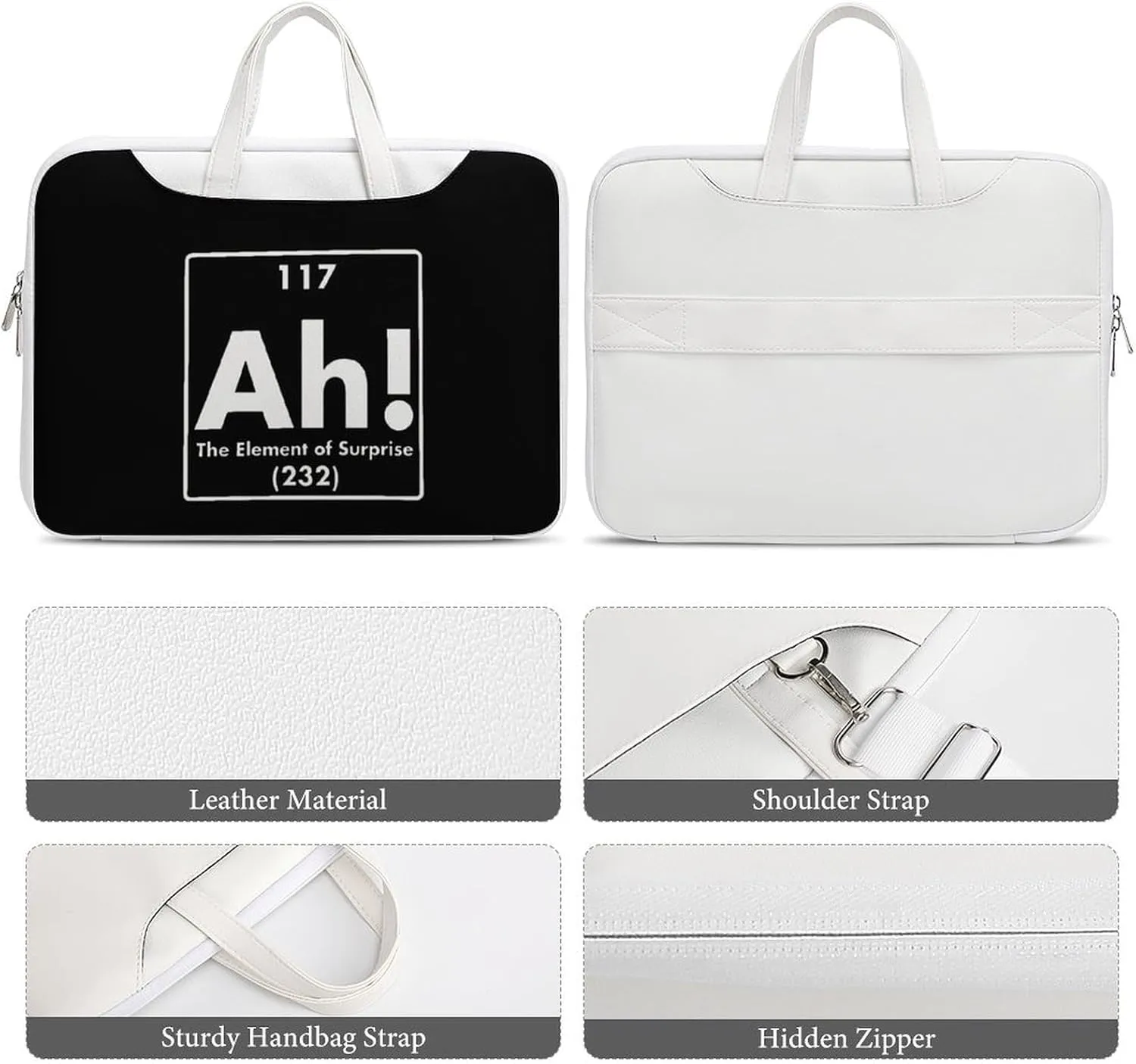 Ah Element of Surprise Leather Bag Laptop Case Slim Water Resistant Computer Bags with Handle Briefcase for Work