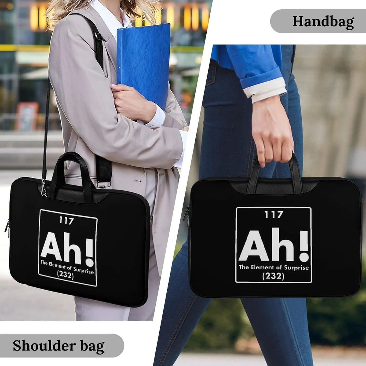 Ah Element of Surprise Leather Bag Laptop Case Slim Water Resistant Computer Bags with Handle Briefcase for Work