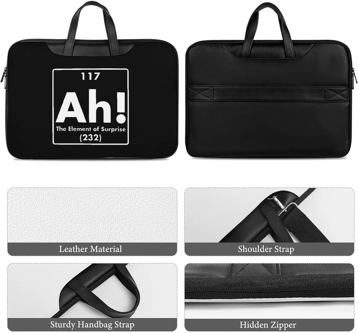 Ah Element of Surprise Leather Bag Laptop Case Slim Water Resistant Computer Bags with Handle Briefcase for Work