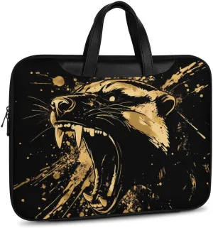 Anger Honey-Badger Roaring Leather Bag Laptop Case Slim Water Resistant Computer Bags with Handle Briefcase for Work