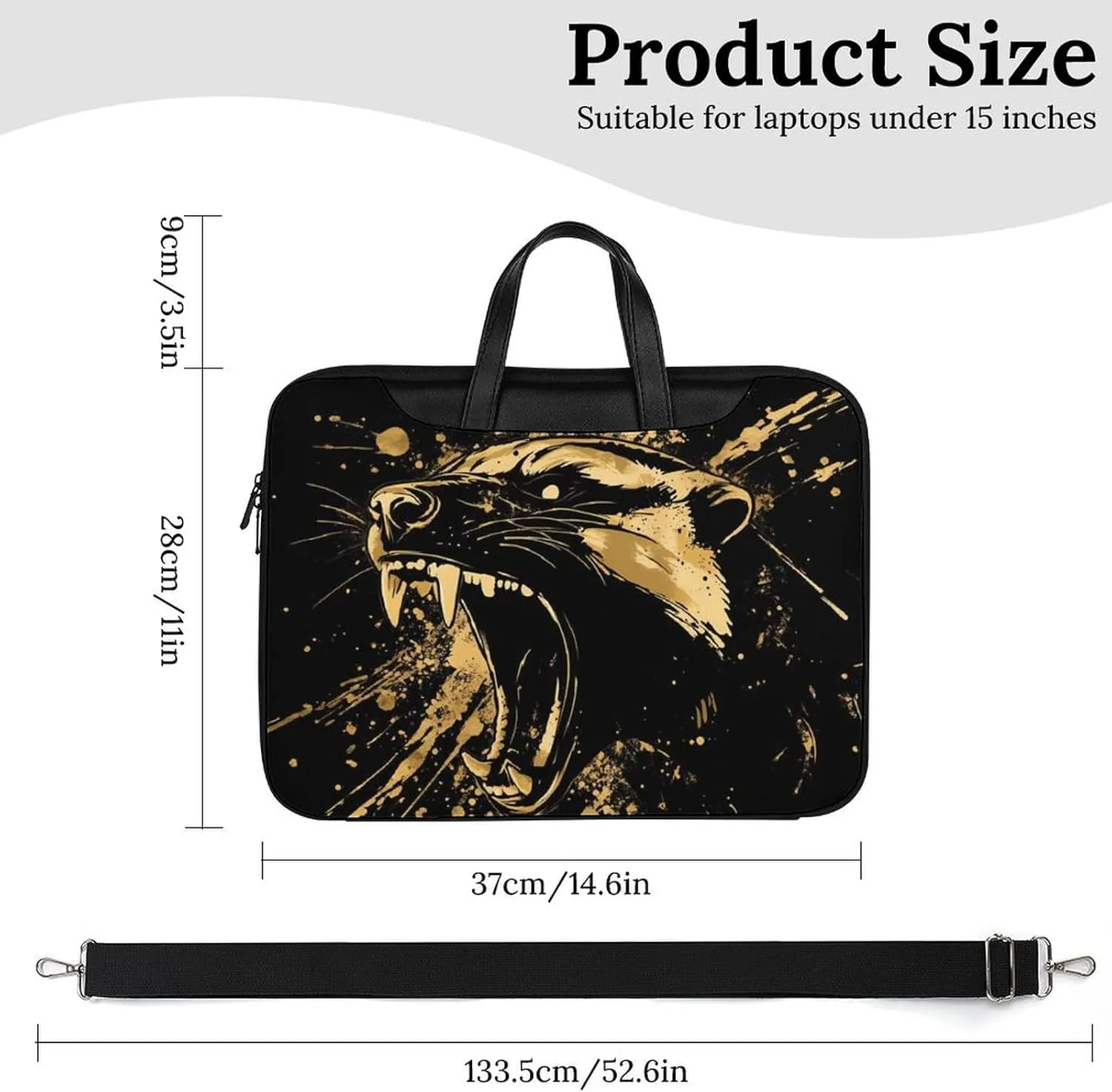Anger Honey-Badger Roaring Leather Bag Laptop Case Slim Water Resistant Computer Bags with Handle Briefcase for Work