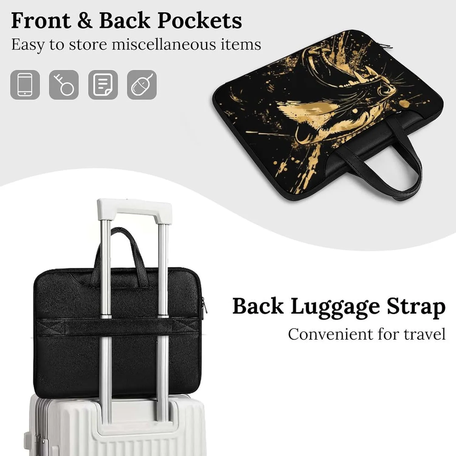 Anger Honey-Badger Roaring Leather Bag Laptop Case Slim Water Resistant Computer Bags with Handle Briefcase for Work