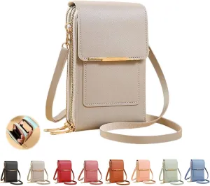 Anti-theft Leather Bag, Phone Crossbody Bags for Women, Touchscreen Phone Wallet PU Leather Crossbody Bag