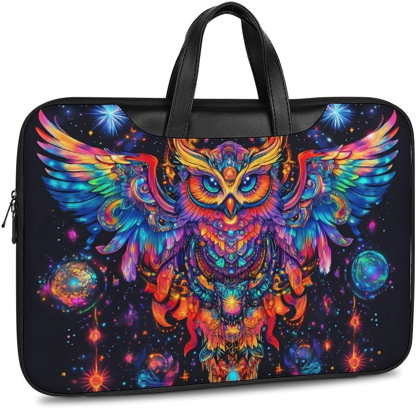 Astronomical Owl God Leather Bag Laptop Case Slim Water Resistant Computer Bags with Handle Briefcase for Work