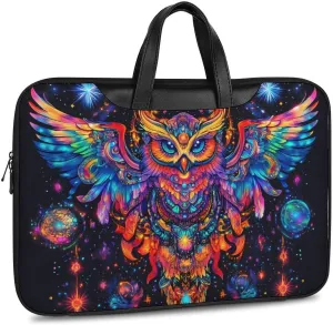 Astronomical Owl God Leather Bag Laptop Case Slim Water Resistant Computer Bags with Handle Briefcase for Work