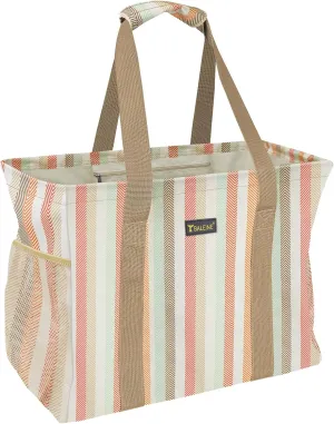 BALEINE Extra Large Utility Tote Bag with Wire Frame for Storage (Color Strip, 16.5''x14''x10'')