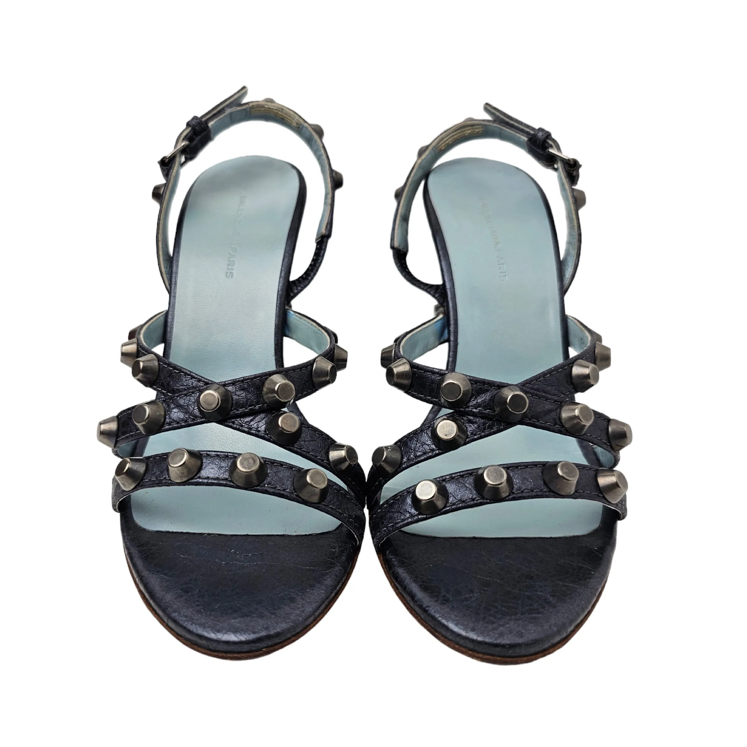 BALENCIAGA STUDDED WEDGE HEELED SANDALS EU 38/ UK 5