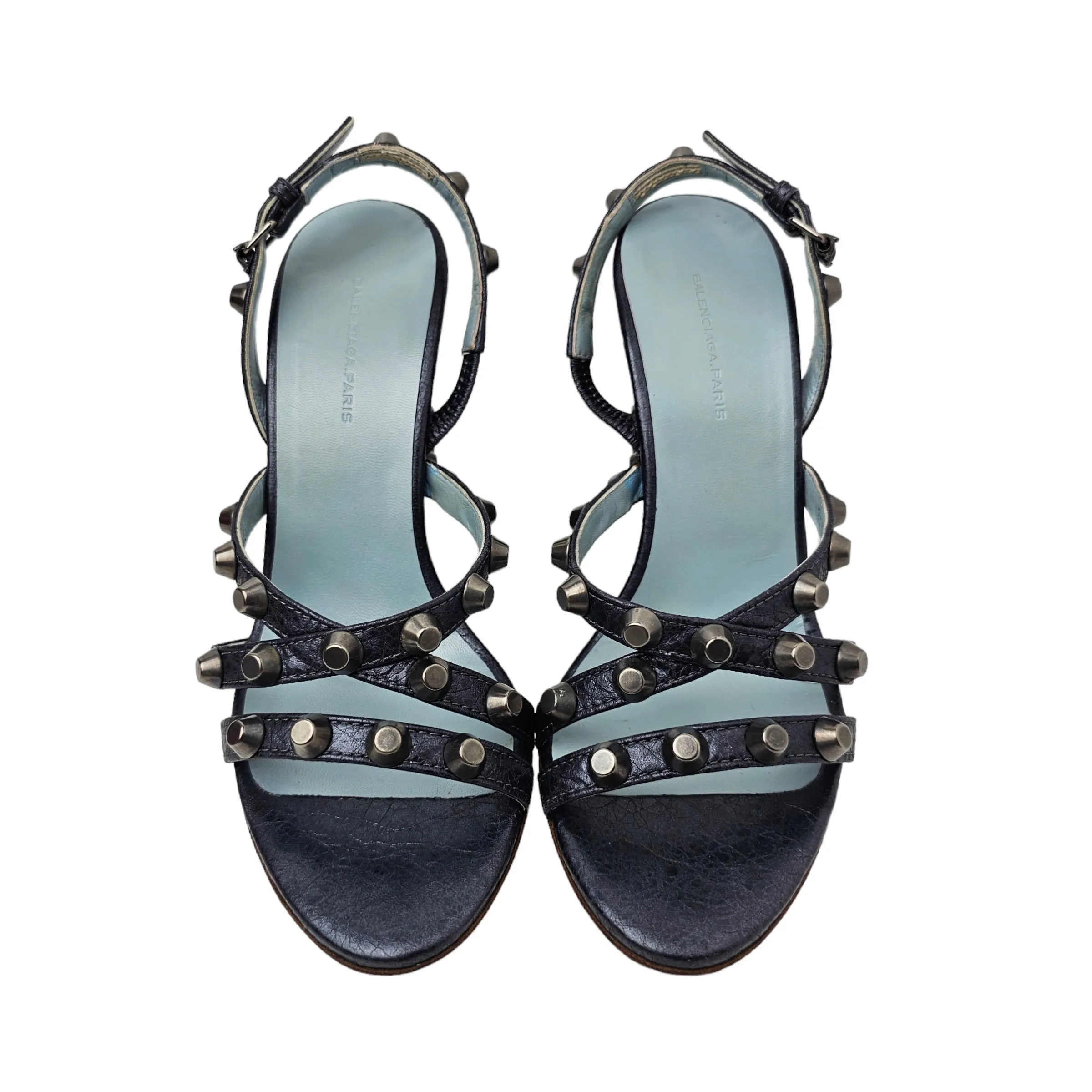 BALENCIAGA STUDDED WEDGE HEELED SANDALS EU 38/ UK 5