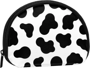 Black And White Cow Print Coin Purse Mini Wallet Change Pouch Key Holder Zipper Small Cosmetic Makeup Storage Bags