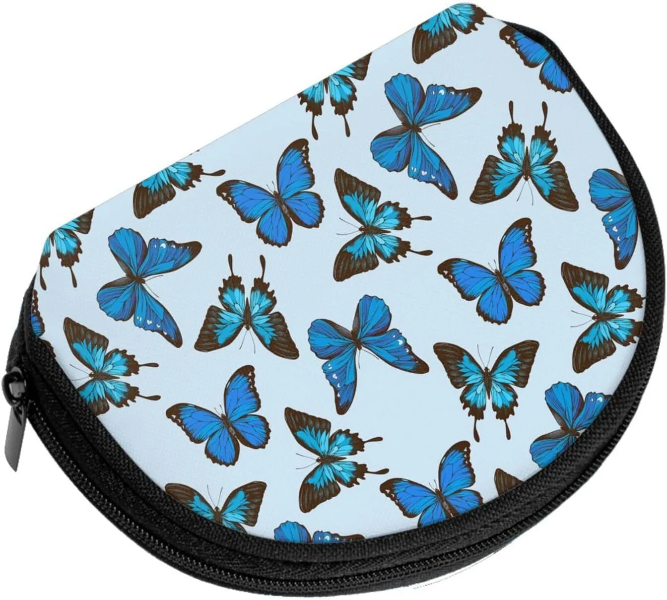 Blue Butterfly Coin Purse Mini Wallet Change Pouch Key Holder Zipper Small Cosmetic Makeup Storage Bags