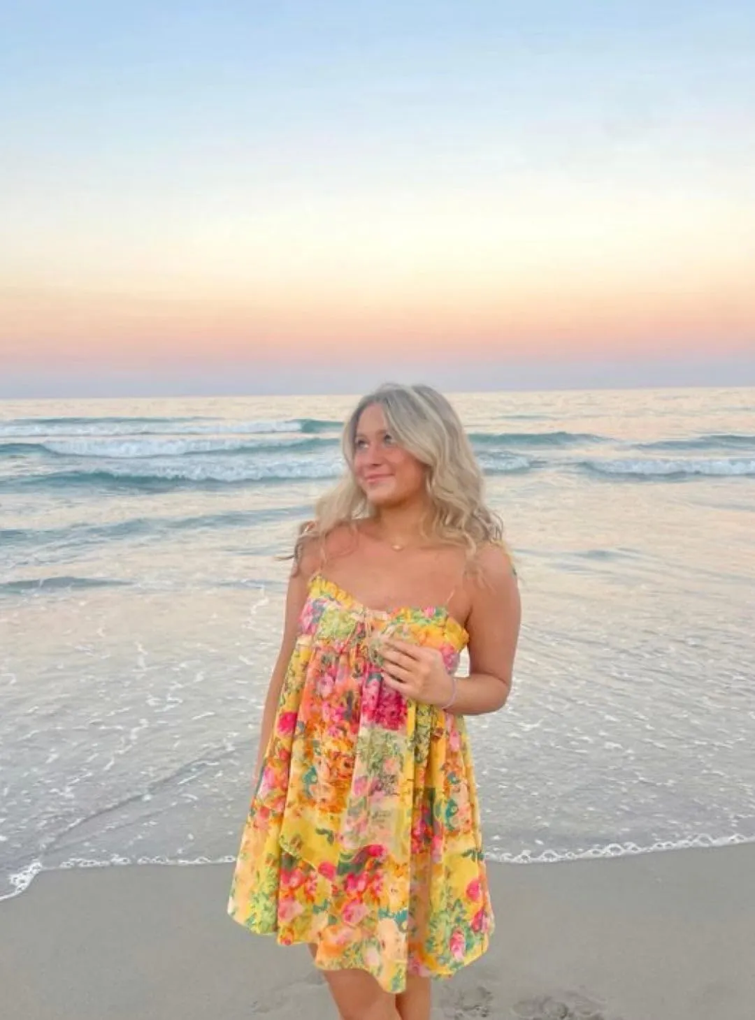 Boho Floral Mini Dress Women Flowy Babydoll Short Dress Teen Girls Cute Y2k Yellow Flower Summer Dresses