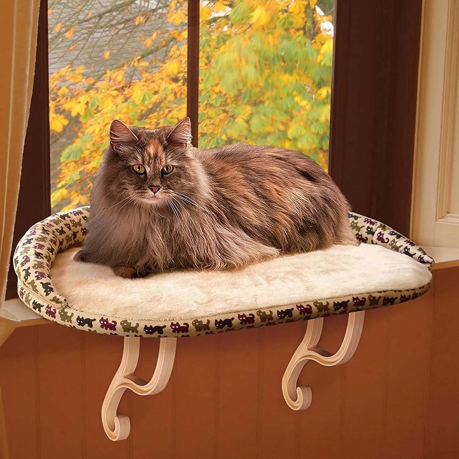Bolster Cat Bed Perch - Kitty Sill Deluxe with Bolster - K&H Pet Products
