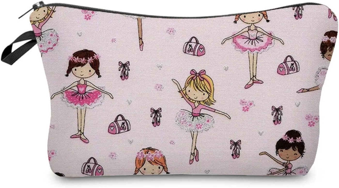 Cartoon Ballet Girl Cosmetic Bag for Women Cute Small Makeup Bag for Purse Travel Toiletry Zipper Pouch for Girls Gift for Sisters Cartoon Ballet Girl Makeup Bag for Her