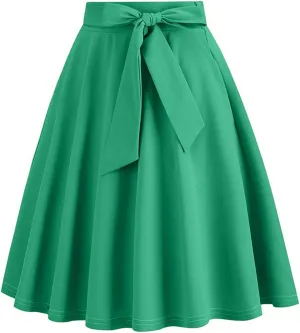 Casual Skirts for Women Solid Midi Pleated Summer Skirt Womens Retro Trendy Going Out Skirts Comfortable Fit Vintage