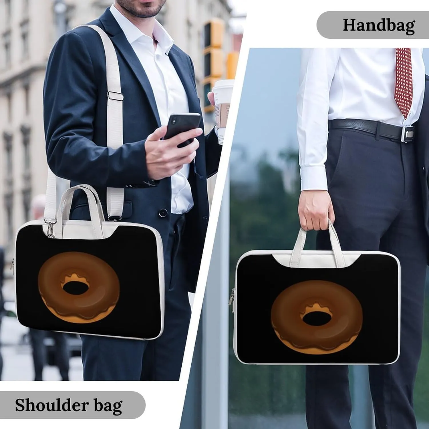 Chocolate Donut Leather Bag Laptop Case Slim Water Resistant Computer Bags with Handle Briefcase for Work