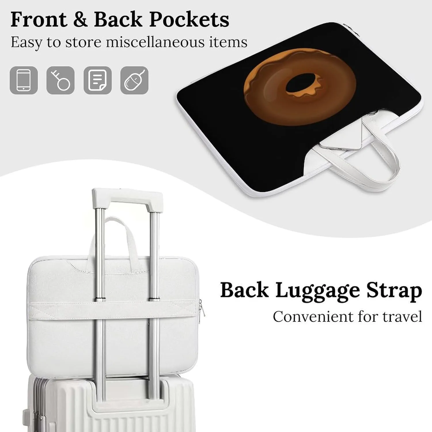 Chocolate Donut Leather Bag Laptop Case Slim Water Resistant Computer Bags with Handle Briefcase for Work