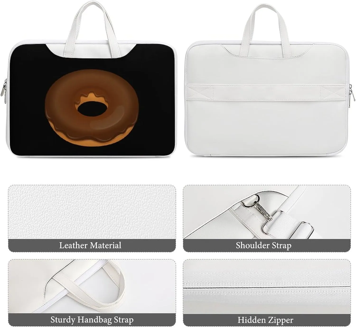 Chocolate Donut Leather Bag Laptop Case Slim Water Resistant Computer Bags with Handle Briefcase for Work
