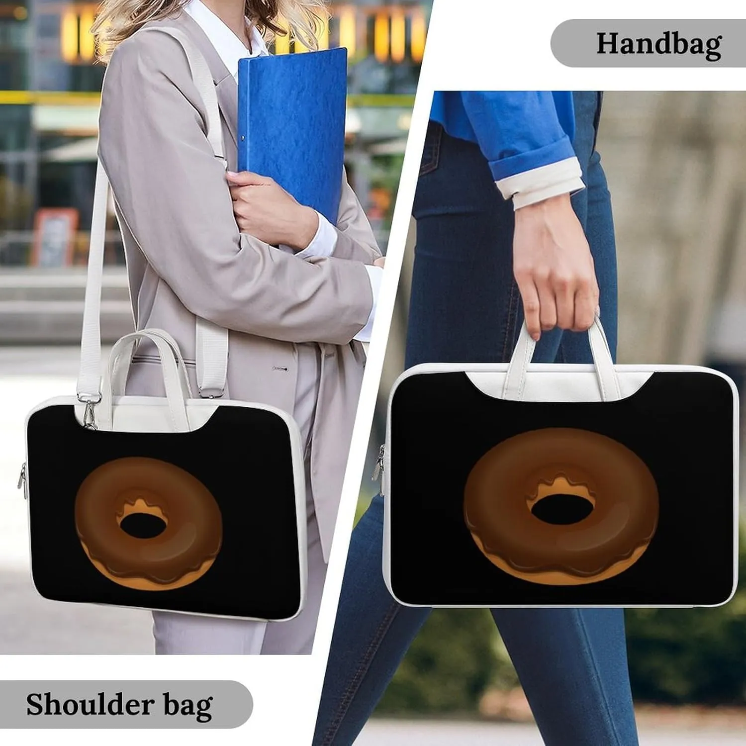 Chocolate Donut Leather Bag Laptop Case Slim Water Resistant Computer Bags with Handle Briefcase for Work