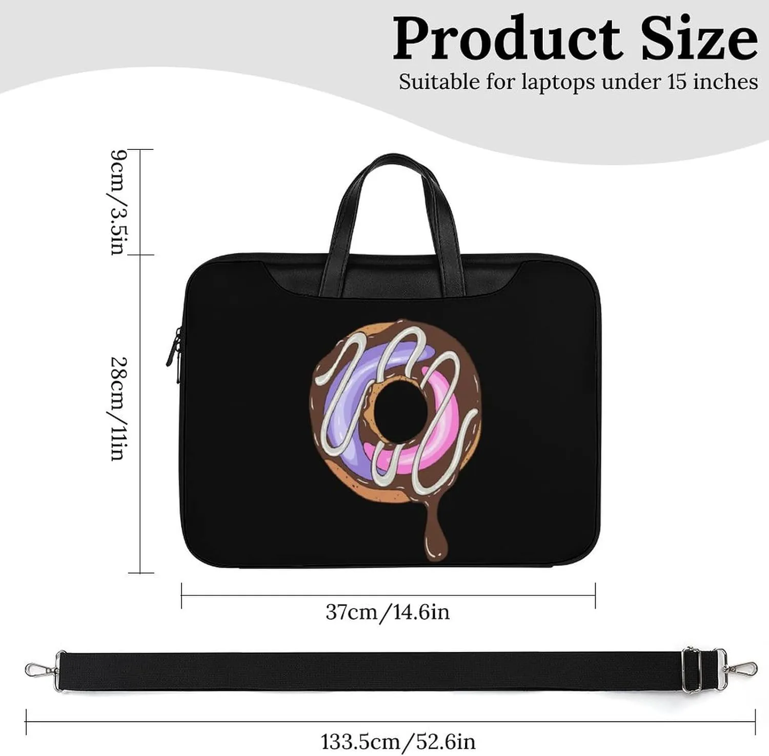 Chocolate Doughnut Leather Bag Laptop Case Slim Water Resistant Computer Bags with Handle Briefcase for Work