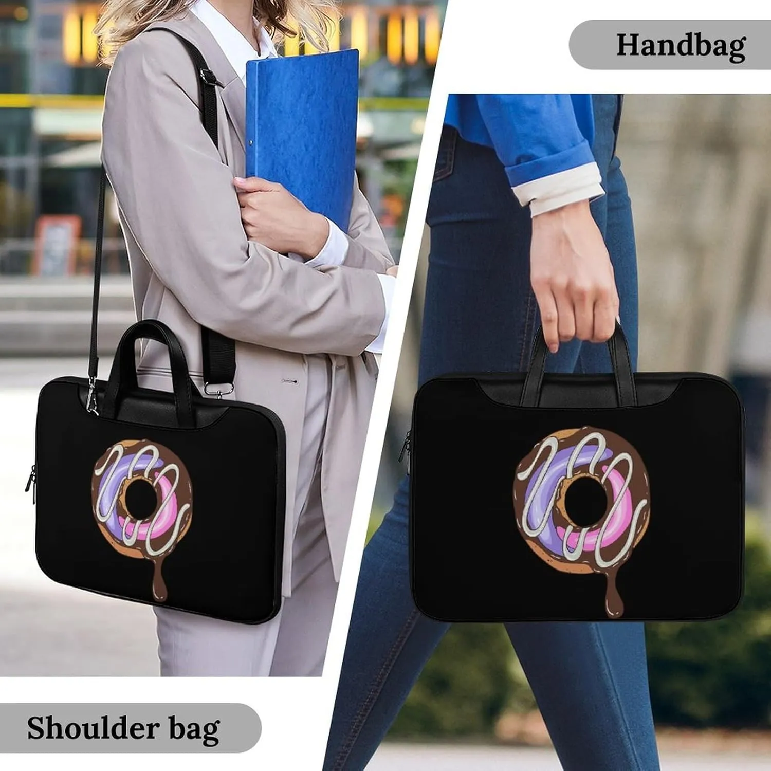 Chocolate Doughnut Leather Bag Laptop Case Slim Water Resistant Computer Bags with Handle Briefcase for Work