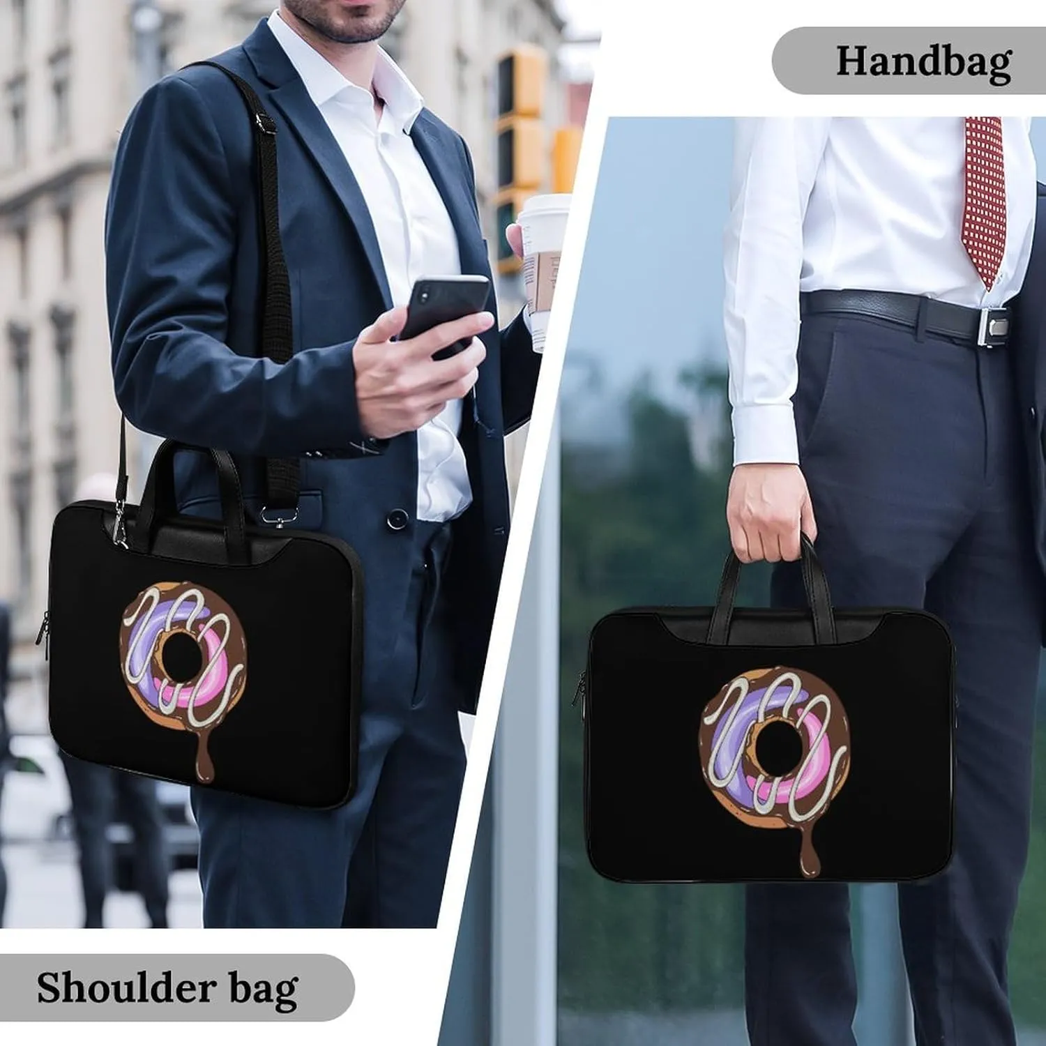 Chocolate Doughnut Leather Bag Laptop Case Slim Water Resistant Computer Bags with Handle Briefcase for Work