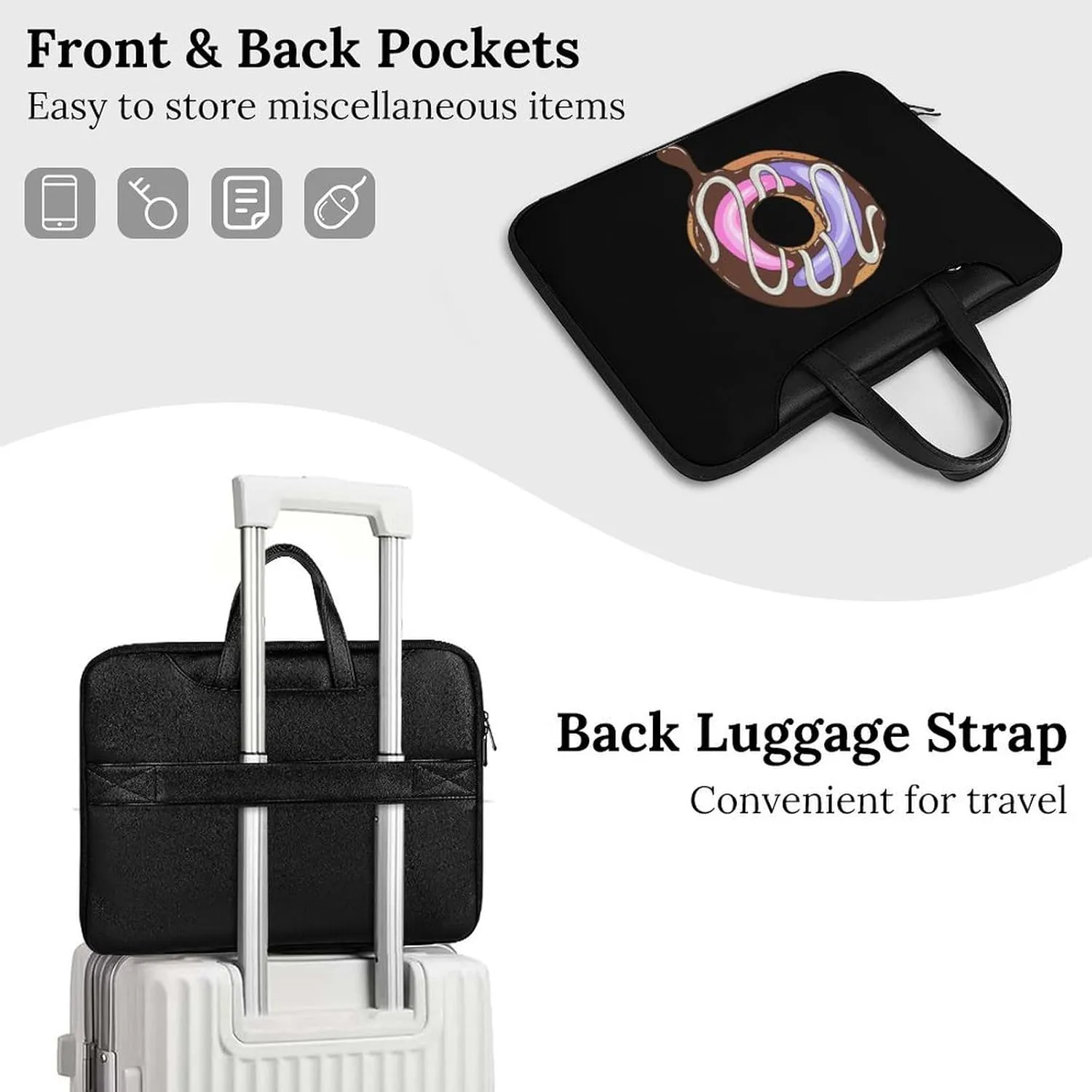 Chocolate Doughnut Leather Bag Laptop Case Slim Water Resistant Computer Bags with Handle Briefcase for Work