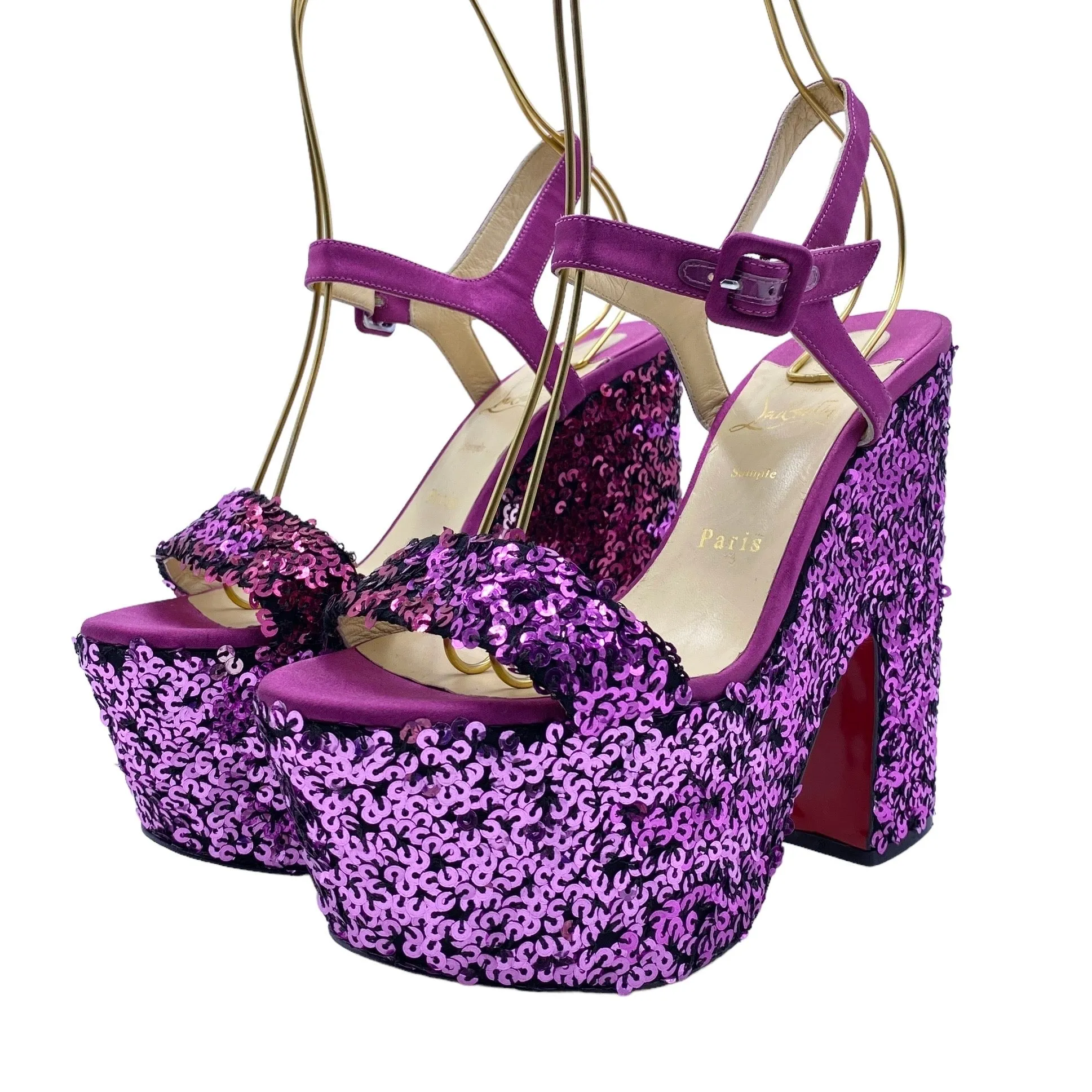 CHRISTIAN LOUBOUTIN SEQUIN PLATFORM SANDALS EU 40/ UK 7