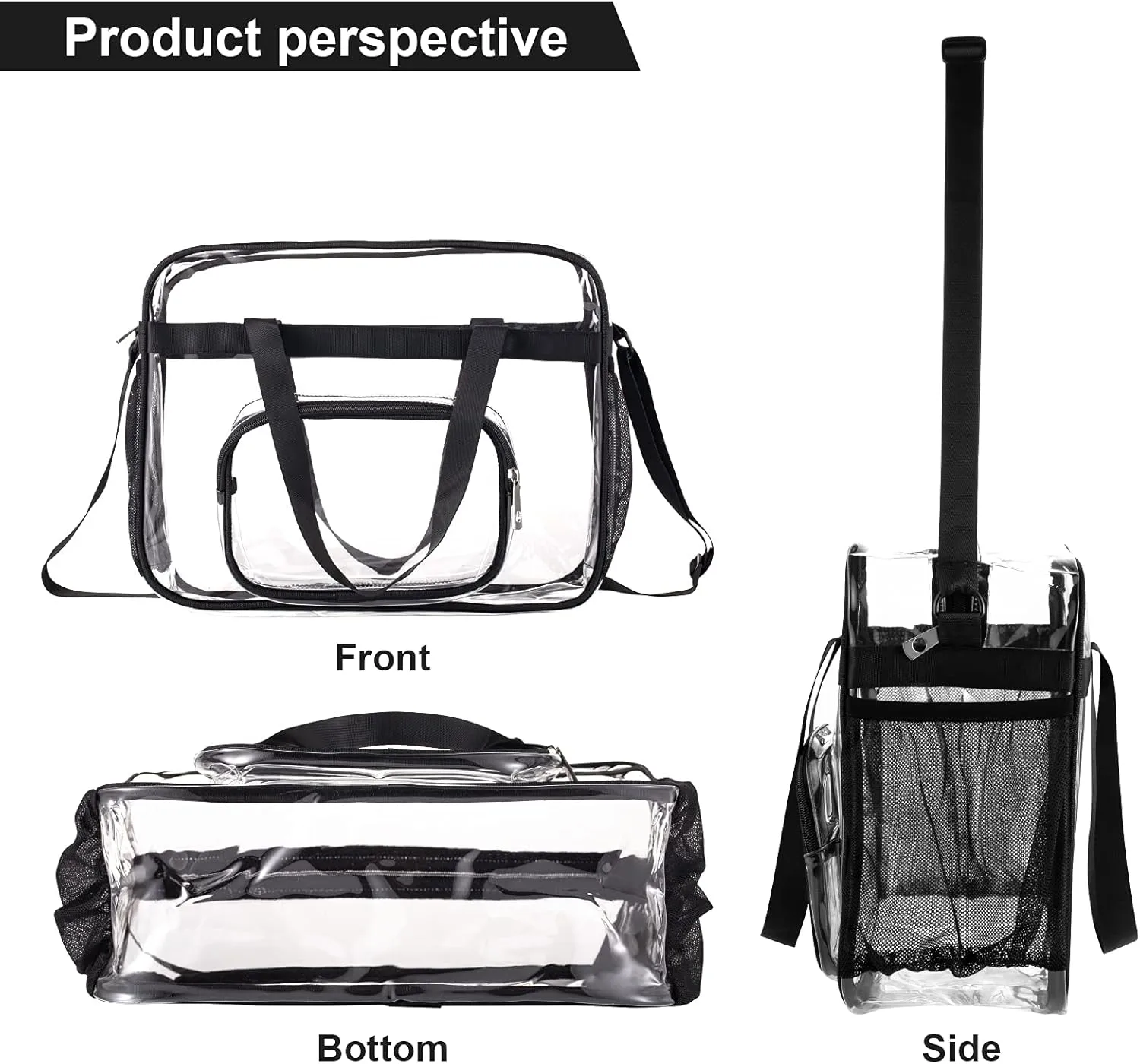 Clear Bags Stadium Approved,See Through Tote Bag Shoulder Strap Large Transparent Bag