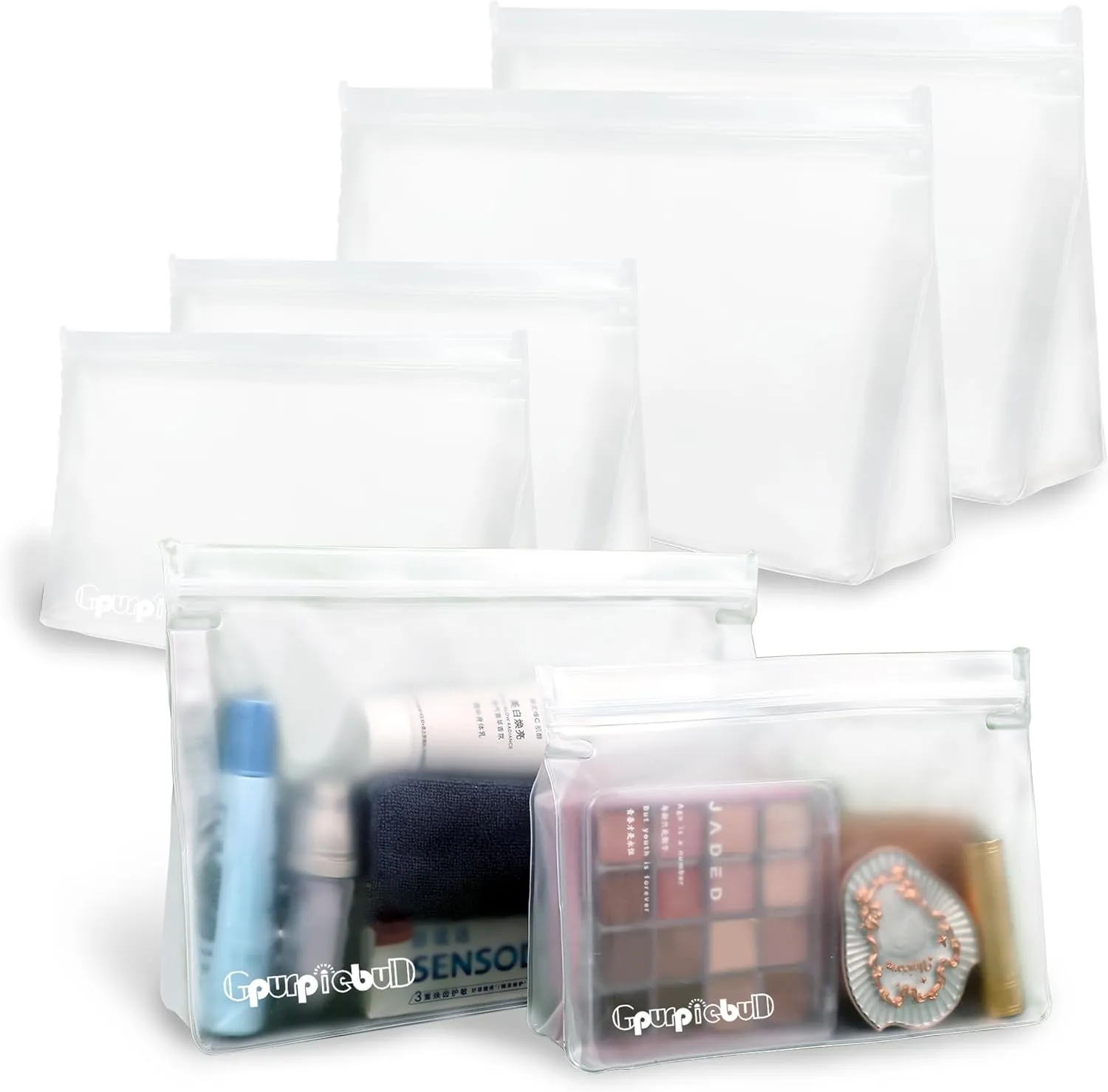Clear Toiletry Bags, PEVA Material Leakproof TSA Approved Quart Size Zipper Bags (3, 3 x 9.8in & 3 x 7.9in)