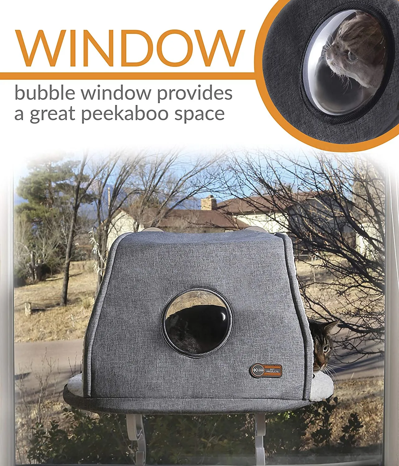 Covered Cat Window Sill - 14" x 24" - K&H Pet Products Universal Mounted Kitty Sill with Hood
