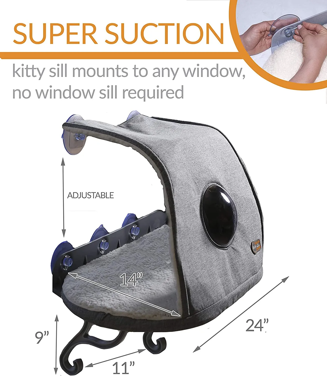 Covered Cat Window Sill - 14" x 24" - K&H Pet Products Universal Mounted Kitty Sill with Hood